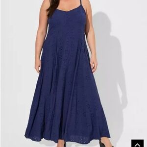 torrid Navy Eyelet Maxi Slip Dress
